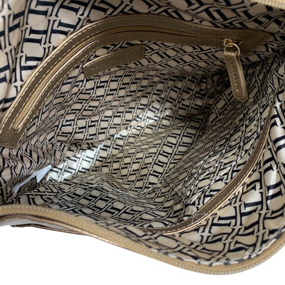 TIGNANELLO Metallic Gold/Bronze Leather Buckle Strap Shoulder Crossbody Bag EUC - Picture 4 of 12